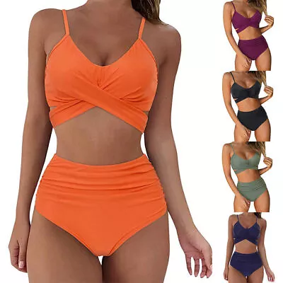 Women Padded Bikini Set Tummy Control High Waist Bathing Suit Swimsuit Swimwear • $23.49