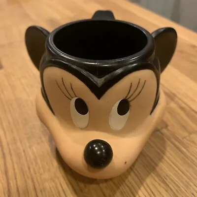 Vintage Applause Inc 3D Disney Minnie Mouse Head Face W/ Ears Plastic Cup Mug • $5