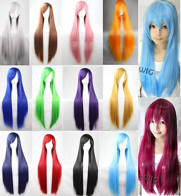 Women 80cm Long Straight Wigs Fashion Cosplay Costume Anime Hair Party Full Wigs • $14.99