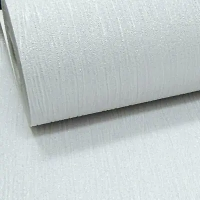 White Silver Glitter Wallpaper Plain Textured Shimmer Crystal Vinyl Neutral   • £11.99