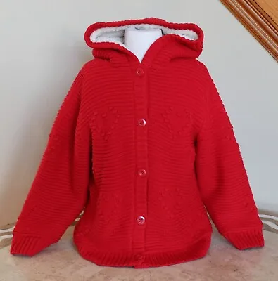 HANNA ANDERSSON Marshmallow Sweater Coat Jacket Red 130 8 So Cute! Hearts EUC • $28