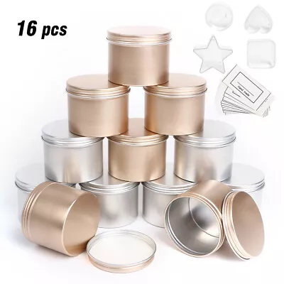 Candle Making Tins 16 Pcs 100ml Empty Storage Jars With Screw Lids For DIY Gift • £11.39