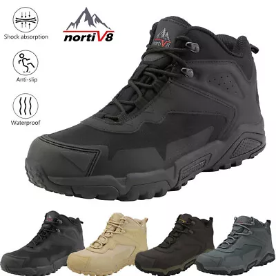 NORTIV 8 Men's Hiking Boots Anti-Fatigue Waterproof Leather Work Camping Shoes • $53.99