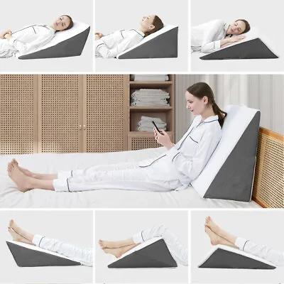 Bed Wedge Pillow Memory Foam Triangle Support Pillow 24x24x8/10/12  With Cover • $33.99