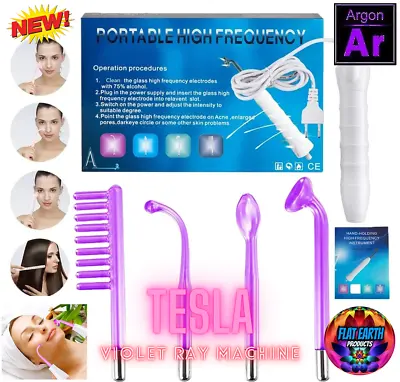 Argon Portable Violet Ray Hi-Frequency Plasma Tesla Machine Electrodes Skin Heal • $39.85