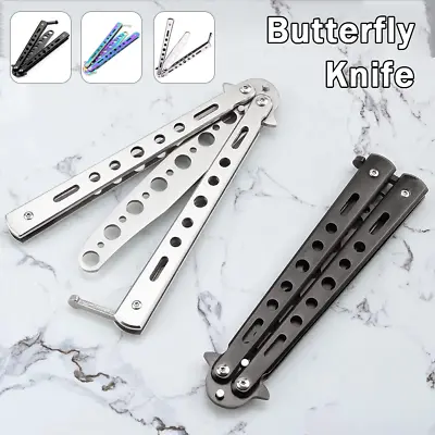 Rainbow Butterfly Comb Knife Metal Folding Practice Trainer Training Tool AU • $9.74