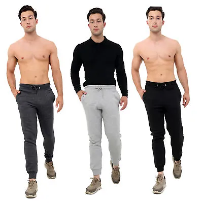 Fleece Joggers Men Jogging Tracksuit Bottoms Slim Fit Trousers Mens Sweat Pants • £9.95