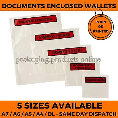 DOCUMENTS ENCLOSED Wallets Envelopes Self Adhesive - A7 A6 A5 - Plain Or Printed • £49.74