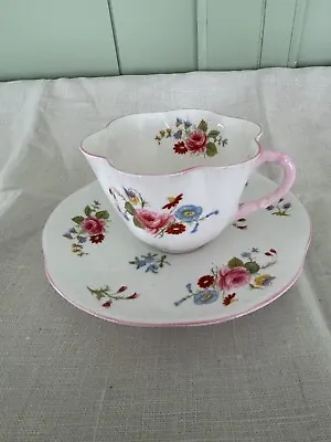 Vintage Shelley Tea Cup & Saucer  Rose And Red Daisy  # 13425 - Fine Bone China • $22