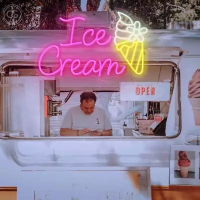 Business Logo Custom Ice-Cream Neon Sign LED Light Art Wall Light For Shop Decor • $240.43