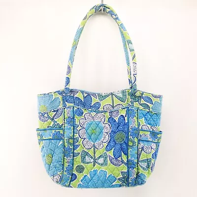 Vera Bradley Tote Handbag Women M Daisy Doodle Blue Green Purse Shoulder Bag • $17.46