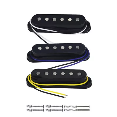 FLEOR Alnico 5 ST SSS Guitar Pickup Set Single Coil Neck Middle Bridge Black • $19.87