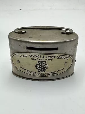 Vintage Metal Coin Bank St Clair Savings And Trust Company Pittsburgh No Key • $0.99