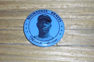 Vintage 1956 Hank Aaron Milwaukee Braves Pin Coin Pinback - 1 3/4  Ex Condition • $120