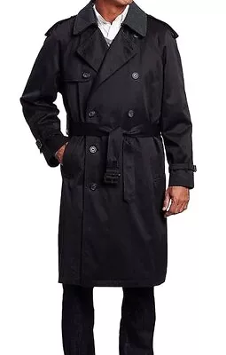 Hart Schaffner Marx Barrington Classic Fit Cotton Blend Trench Coat 38R Black • $142.44