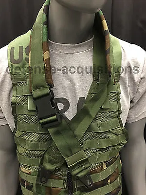 Military Padded Sling Shoulder Strap Woodland Camo HK Clips Blk ITW Buckle USA • $17.95