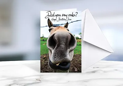 Personalised Horse Card Birthday Horse Rider Farm Farmer Black Brown Field Funny • £2.82