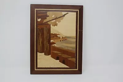 Vintage Handmade Italian Wood Inlay Seaside Village Cr 1960’s. Wood Marquetry • $45.97