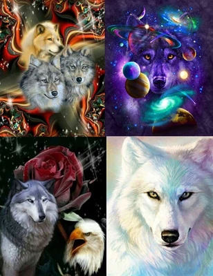 $9.95 • Buy 5D Diamond Painting Kits Full Round Drill Wolves Craft Home Decor Art
