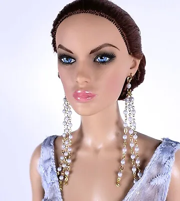 14KGF Extra Long SP Dreamy Blue Earrings For 16  Fashion Dolls Tonner JamieSho • $22