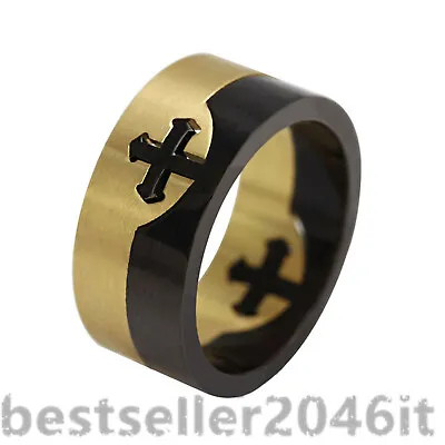 Men Women 2pc Matching Stainless Steel Christian Cross Puzzle Ring Set Size 6-13 • $9.99