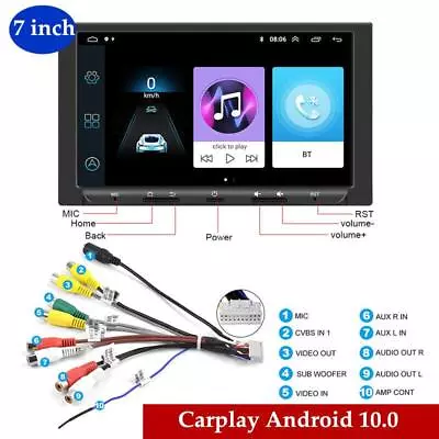 7'' Car Carplay Android 10.0 GPS Navi WIFI 2+32G Reversing Camera MP5 Player Kit • $156.99