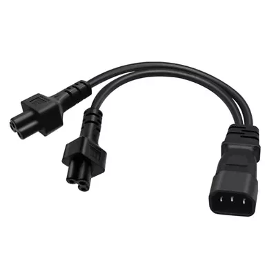 Y-splitter Adapter Cable IEC320 C14 Plug 3-Pin Male To C5+C5 Female Power Cord • £6.35