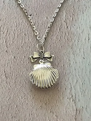 Cute Seashell Sea Shell BEACH Bow Silver  Locket Necklace Pendant Mermaid • $8.69