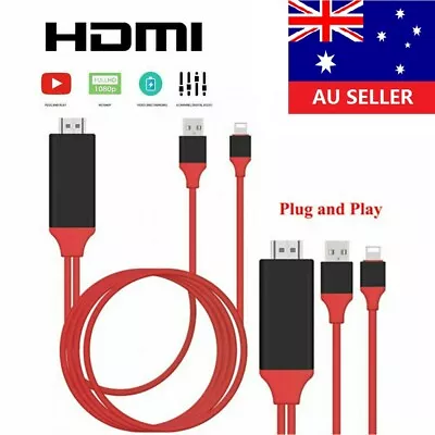 Adapter Cable For IPhone Screen To HDMI Digital TV 1080P USB Charger Converter • $15.58