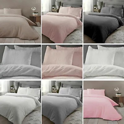 £28.99 • Buy Teddy Fleece Duvet Cover Bedding Set Fitted Sheet Cosy Warm Sherpa Pillowcase