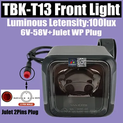 Ebike Powerful Front Light Lamp LED 6V-58V LED 80-100 Lux Light IPX5 MTB Ebike • $27.81