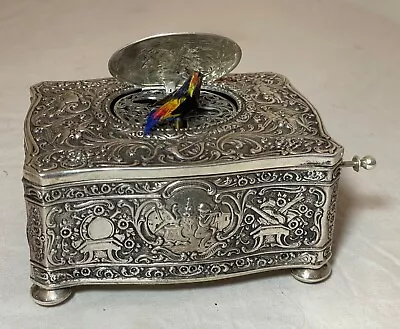 Rare Antique Ornate Sterling Silver German Singing Bird Mechanical Music Box • $6999.99