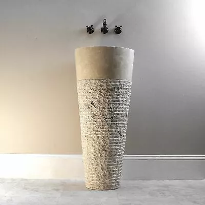 Modern Ribbed Cone Pedestal Sink In Marble Stone • $2194.50