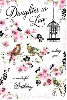 Daughter In Law Birthday Greeting Card 9 X6  Birds And Blossom • £2.79
