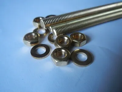 M2 M3 M4 M5 M6 M8 M10 BRASS THREADED BAR Rod Studding Studs Nuts & Washers • £3.99