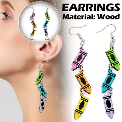 2Pcs  Personality Three Crayon Earrings Crayon Pendant Earrings Teacher Gift G8T • £6.05