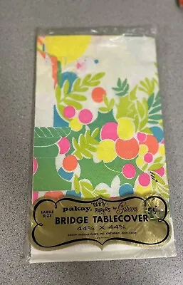 Vintage Bridge Tablecloth FUNKY BRIGHT COLORS • $17