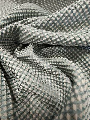 Cotton Waffle/Honeycomb Green Curtain Upholstery Fabric Per Metre • £10