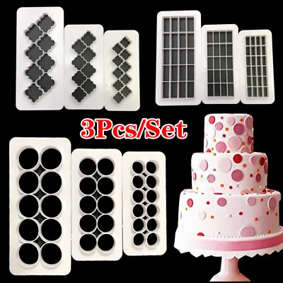 £3.95 • Buy 3Pcs/Set Cake Mold Plastic Geometric Cookie Fondant Cutter Cake Decor Tools 