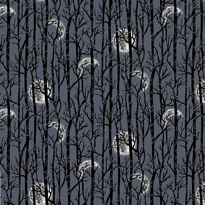  Spooky Night - Midnight Moonlight Trees - Halloween Fabric Material • £7.95