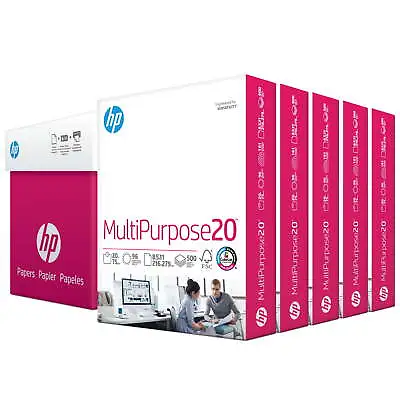 $47.97 • Buy 2500 Sheets HP Printer Paper 8.5 X11 ,Multipurpose Copy Paper 20 Lb, 5 Ream Case