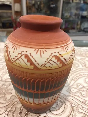 Vintage Antique Mid Century Modern Indian Pottery Flower  Vase • $19.99