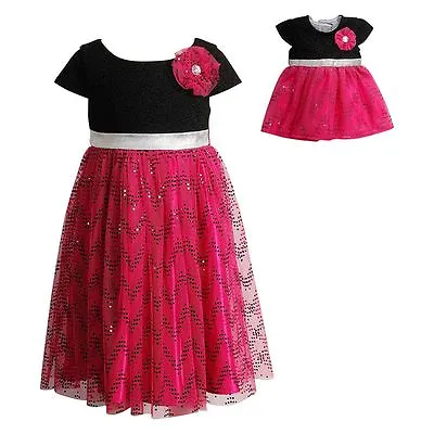 Girl 4-14 And Doll Matching Chevron Fancy Mesh Party Dress Clothes American Girl • $32.99