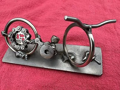 Abstract Vintage Racing Motorcycle Welded Folk Art Handmade ￼ • $24