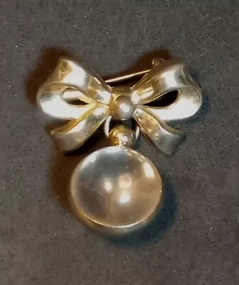Vintage Signed Coro Lucite Orb W/Mustard Seed On Ribbon/Bow Goldtone Pin/Brooch • $19.99