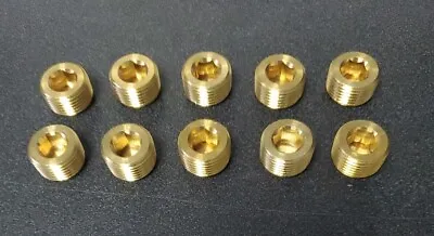 10Pcs 1/2  NPT Male Brass Internal Hex Head Socket Pipe Plugs  • $15