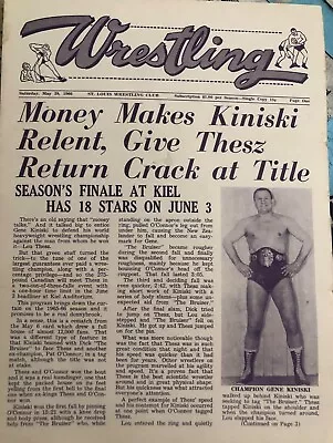 St. Louis Wrestling Program 1966 Gene Kiniski Vs Lou Thesz For NWA Title • $25