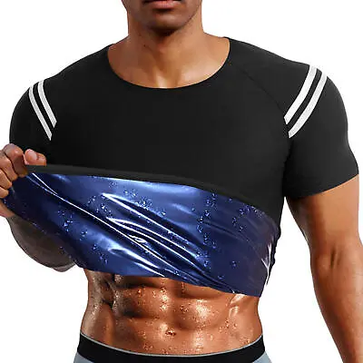 $22.89 • Buy Men Sauna T-Shirt Workout Sports Trainer Sauna Sweat Vest Sweat Suit Body Shaper