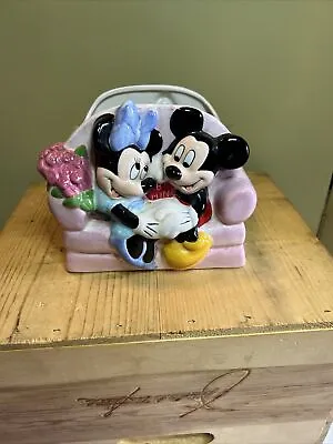 Mickey & Minnie Mouse Pluto & Lady Ceramic Planter Disney Be Mine FTD 2000  • $16.99