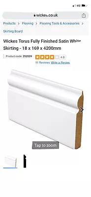 Wickes Skirting - Torus Fully Finished Satin White Skirting Board 18x16x4200mm • £90